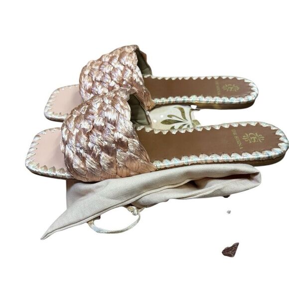 De Siena Camarante Raffia Slide in Rose Gold NWB Size 41/ US 11 - Picture 2 of 7